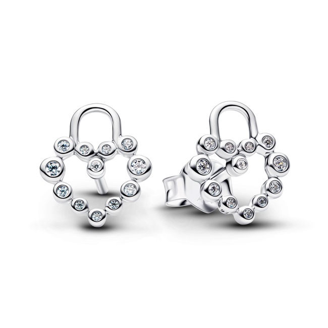 Pandora Moments Clous d’Oreilles Cadenas Cœur Scintillant Argent 925 - 294419C01