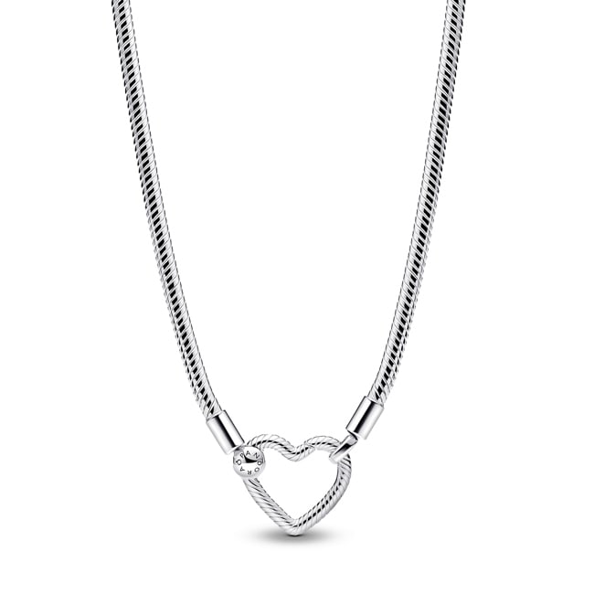 Pandora Moments Heart Closure Snake Chain Necklace 925 Silver - 393377C00-45
