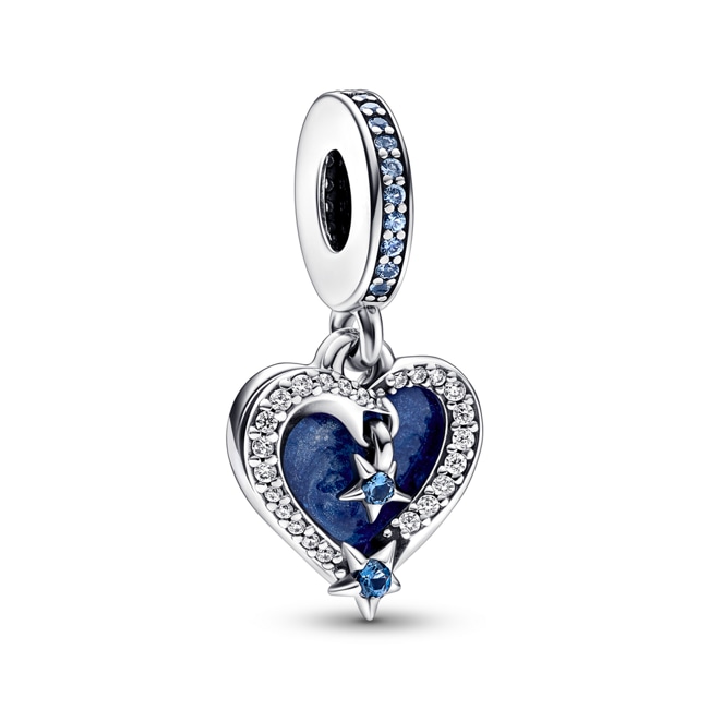 Pandora Moments Charm Pendant Double Cœur Étoile Filante Céleste - 792356C01