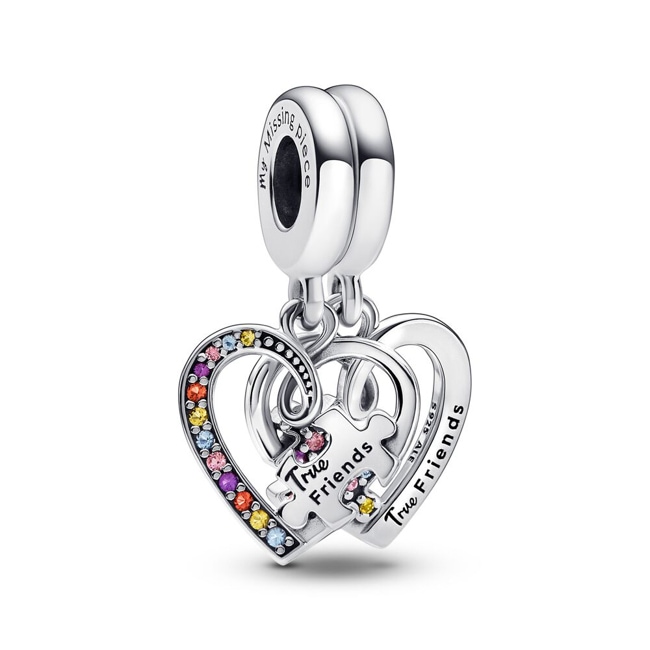Pandora Moments Puzzle Piece Hearts Splittable Friendship Dangle Charm - 792239C01