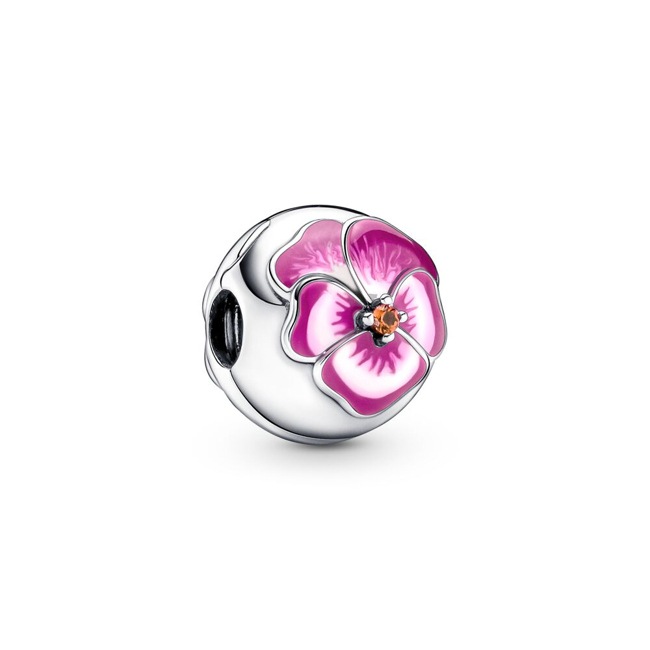 Pandora Moments Pink Pansy Flower Clip Charm - 790772C01