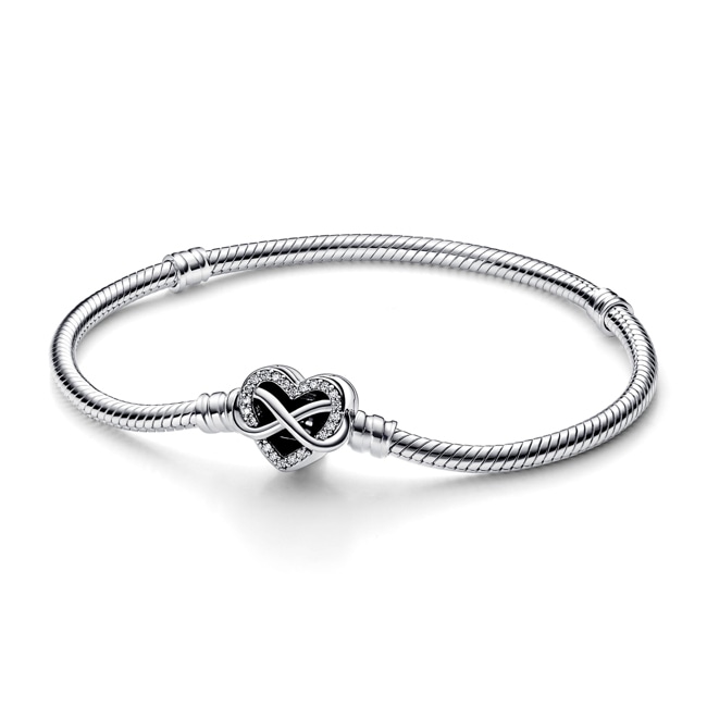 Pandora Moments Bracelet Maille Serpent Fermoir Cœur Infini Scintillant Argent 925 - 592645C01