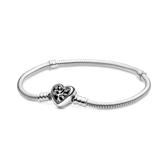 Pandora Moments Family Tree Heart Clasp Snake Chain Bracelet - 598827C01
