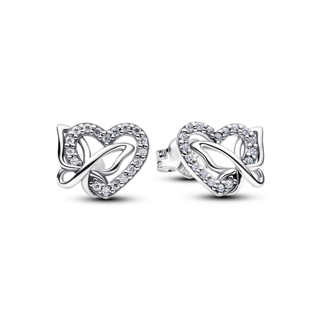 Pandora Moments Clous d’Oreilles Cœur et Papillon Entrelacés Argent 925 - 294476C01
