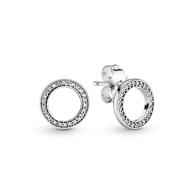 Pandora Signature Sparkling Circle Stud Earrings - 290585CZ