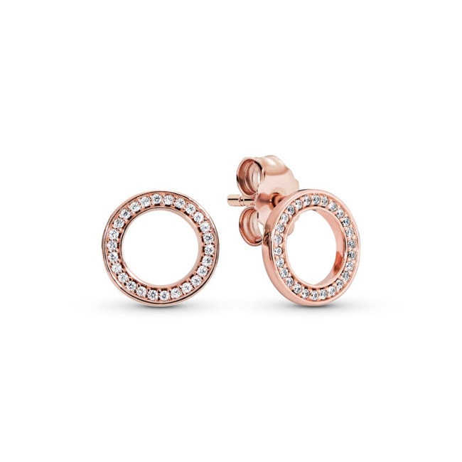 Pandora Rose Signature Sparkling Circle Stud Earrings - 280585CZ