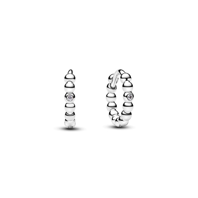 Pandora Signature Créoles Enveloppantes Perlées Argent 925 - 294823C01