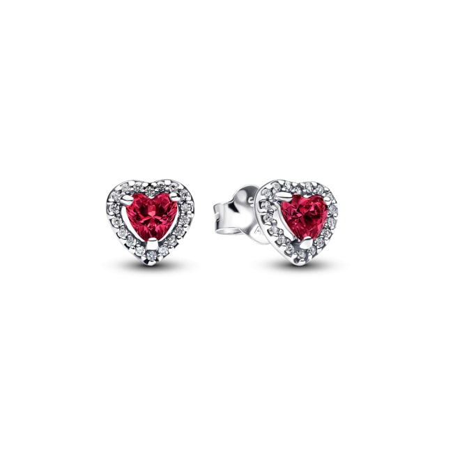 Pandora Timeless Elevated Red Heart Stud Earrings 925 Silver - 298427C04