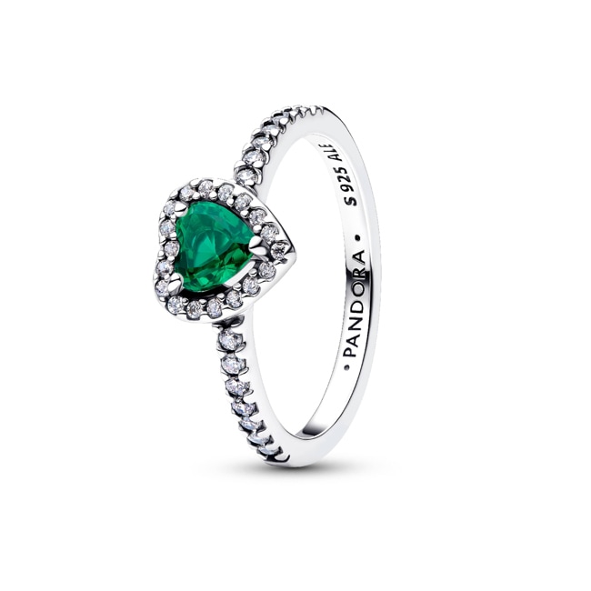 Pandora Timeless Elevated Royal Green Heart Ring 925 Silver - 198421C07