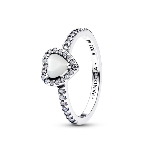 Pandora Timeless Bague Cœur Blanc Surélevé 925 Argent - 198421C11