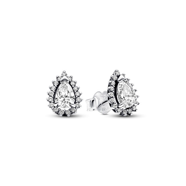 Pandora Timeless Sparkling Pear Halo Stud Earrings Sterling Silver - 292834C01