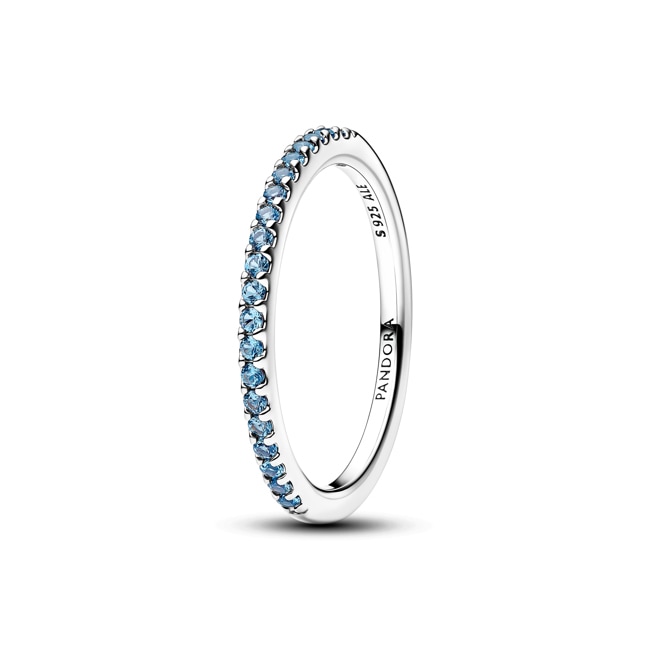 Pandora Timeless Funkelnder Aquamarinblauer Halb-Ewigkeits-Bandring 925 Silber - 192999C03