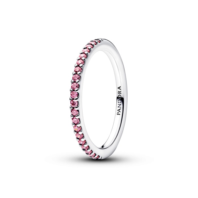 Pandora Timeless Funkelnder Rosafarbener Pavé-Band Ring 925 Silber - 192999C02