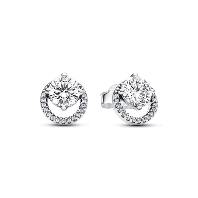 Pandora Timeless Clous d'Oreilles Halo Rond Scintillant Argent 925 - 291248C01