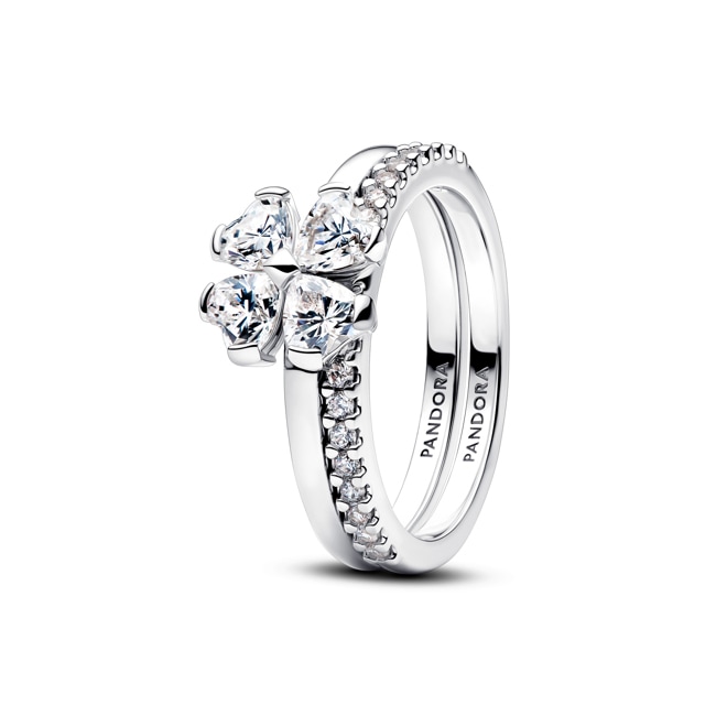 Pandora Timeless Sparkling Lucky Clover Splittable Ring 925 Silver - 194507C01