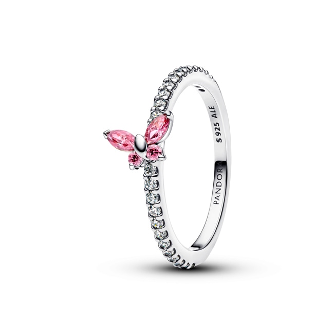 Pandora Timeless Glitzernder Schmetterling Ring Rosa 925 Silber - 194269C02