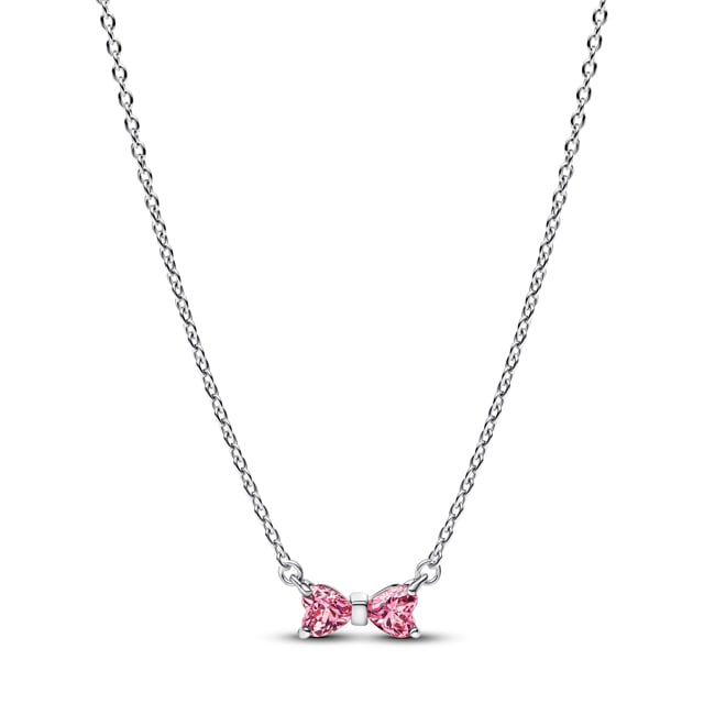 Pandora Timeless Bow Pendant Necklace Pink 925 Silver Pandora Timeless Bow Pendant Necklace Pink 925 Silver - 394235C01-45