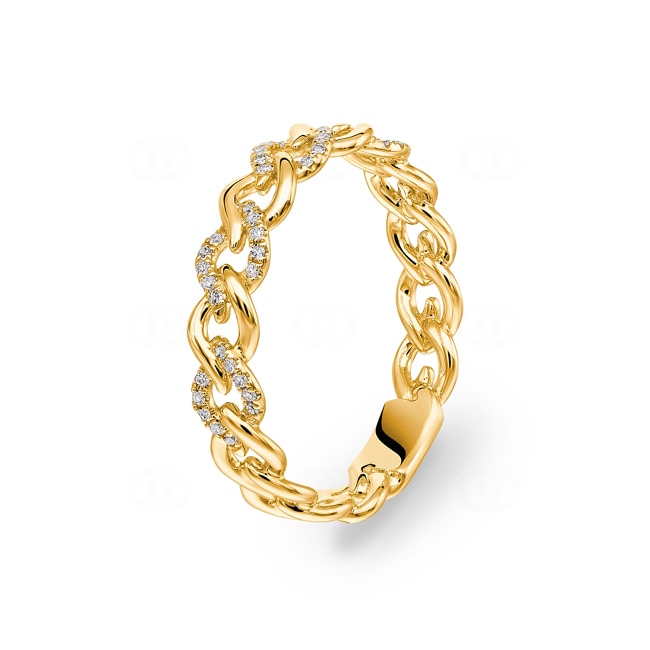 Panzerring 750/18 K Gelbgold mit Diamanten 0.09 ct H/si - RI-51432-GG