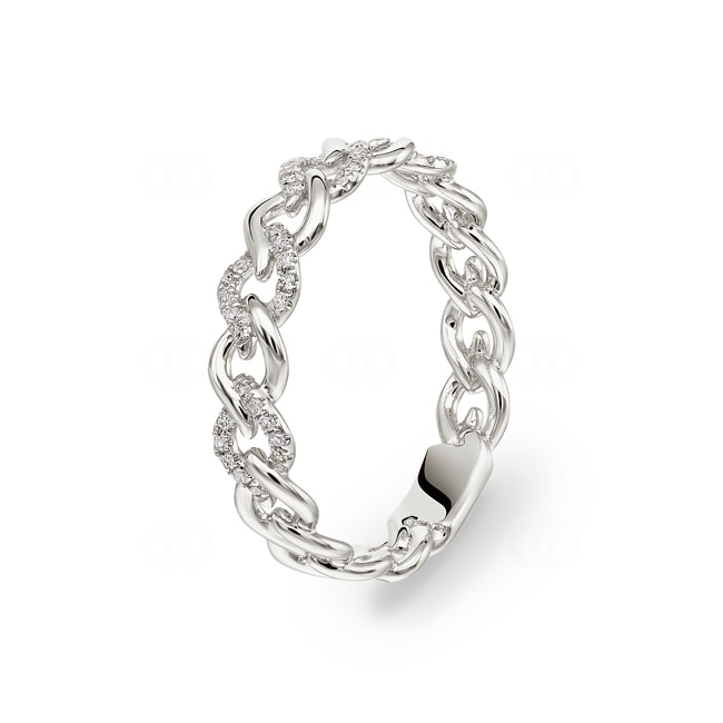 Panzerring 750/18 K Weissgold mit Diamanten 0.09 ct H/si - RI-51432-WG