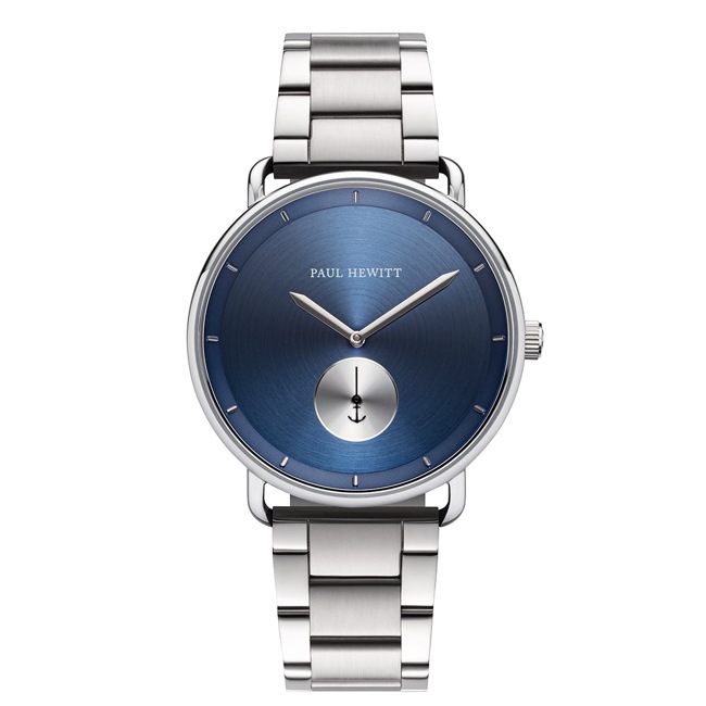 Paul Hewitt Breakwater Line Navy Sunray IP Silver Metal Ø 42 - PH-BW-S-NS-61M
