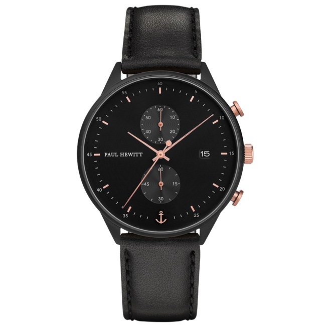 Paul Hewitt Chrono Line Black Sunray Leather Black Ø 42 - PH-C-B-BSR-2M