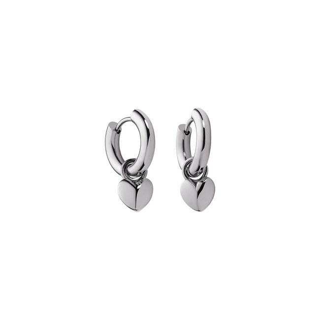 Paul Hewitt Hoop Earrings Heart Marinium Ocean Steel Silver - PH-JE-0167