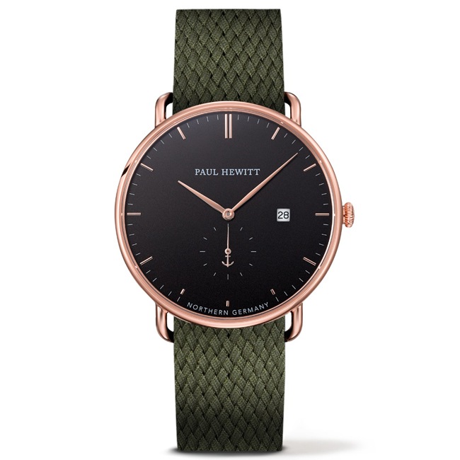 Paul Hewitt Grand Atlantic Line Black Sea IP Rose Perlon Olive Green Ø 42 - PH-TGA-R-B-20