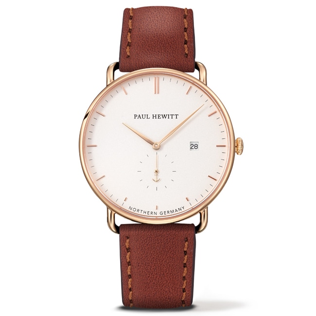 Paul Hewitt Grand Atlantic Line White Sand IP Gold Leather Brown Ø 42 - PH-TGA-G-W-1