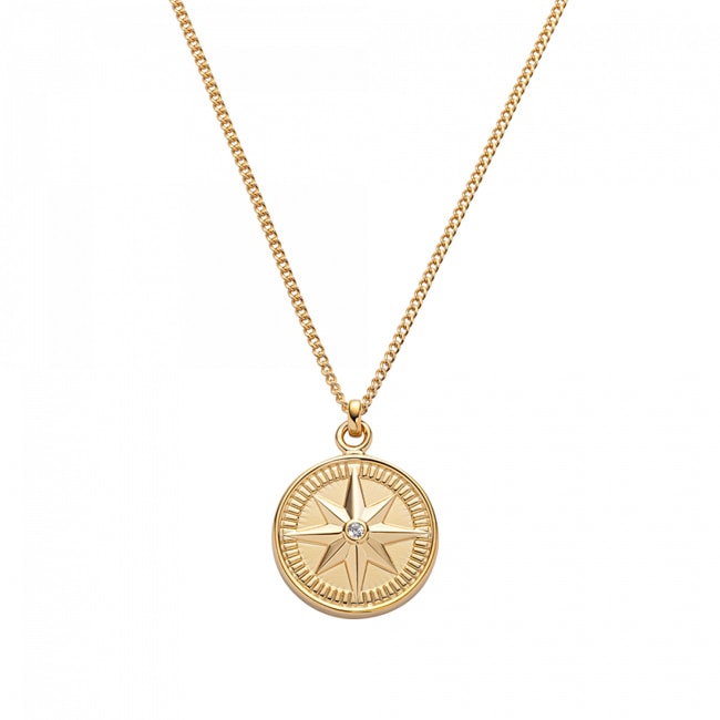 Paul Hewitt Necklace 925 Silver Wind Rose IP Gold - PH003100