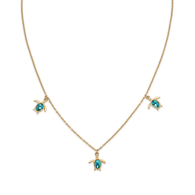 Paul Hewitt Halskette Turtle Marinium Ocean Steel Aquamarine Goldig - PH-JE-1580