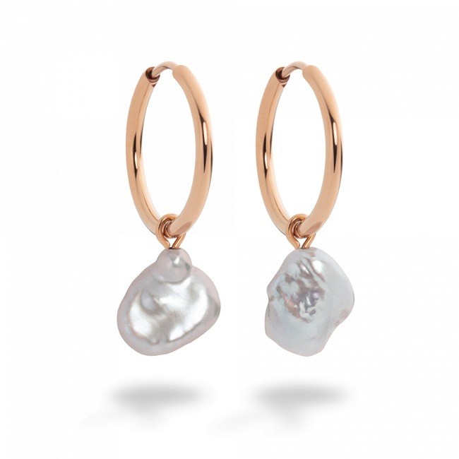 Paul Hewitt Hoop Earrings Treasure Pearl Rose - PH003981