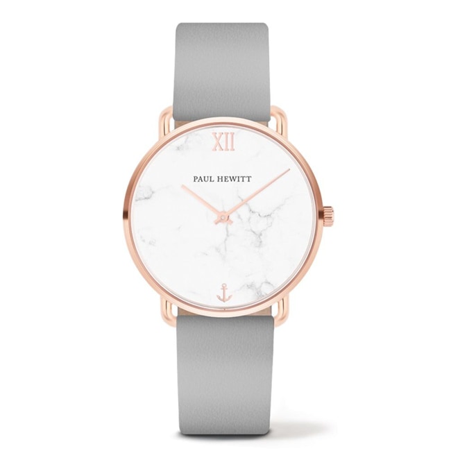 Paul Hewitt Miss Ocean Line Marble IP Rose Leather Graphite Ø 33 - PH-M-R-M-31S