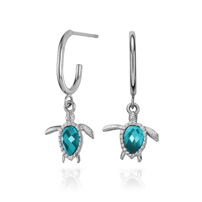 Paul Hewitt Ohrhänger Turtle Marinium Ocean Steel Aquamarine Silbrig - PH-JE-1617