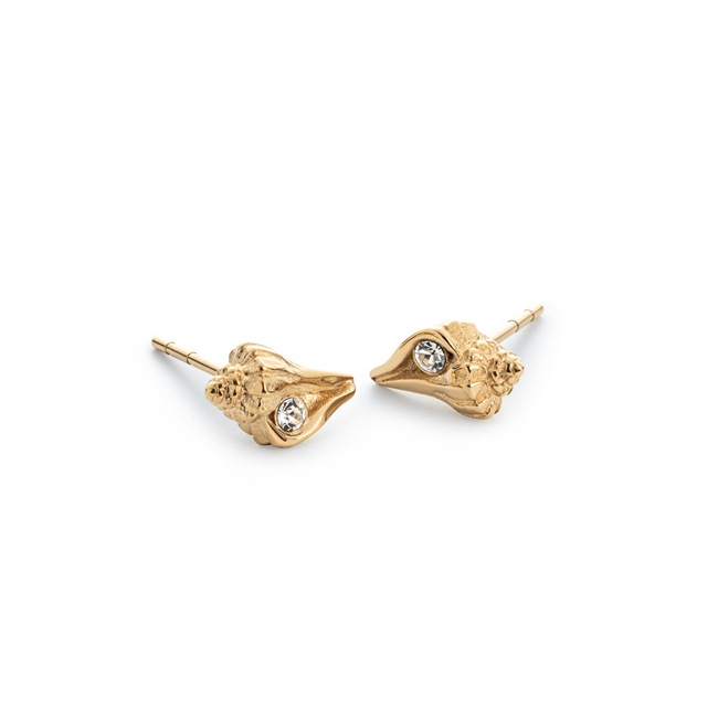 Paul Hewitt Stud Earrings Sea Shell Marinium Ocean Steel Gold - PH-JE-0638