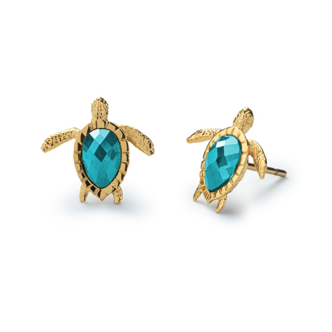 Paul Hewitt Clous d'oreilles Turtle Marinium Ocean Steel Aquamarine Doré - PH-JE-1583