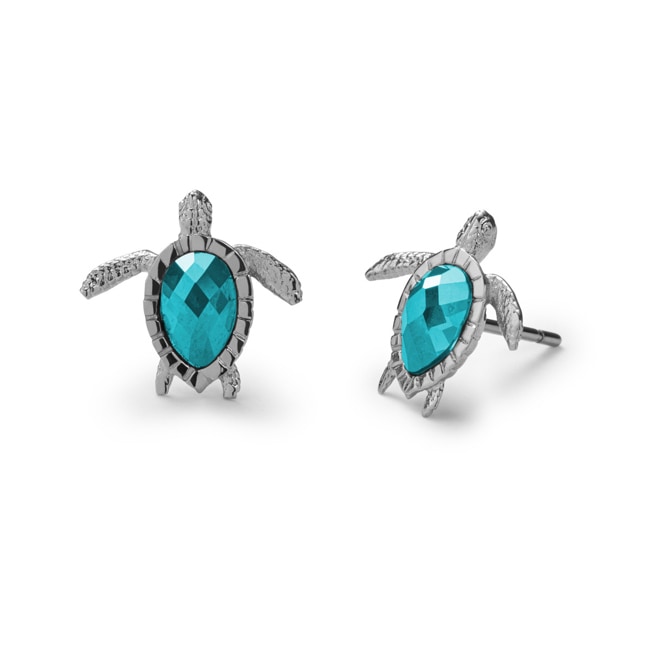 Paul Hewitt Stud Earrings Turtle Marinium Ocean Steel Aquamarine Silvery - PH-JE-1585