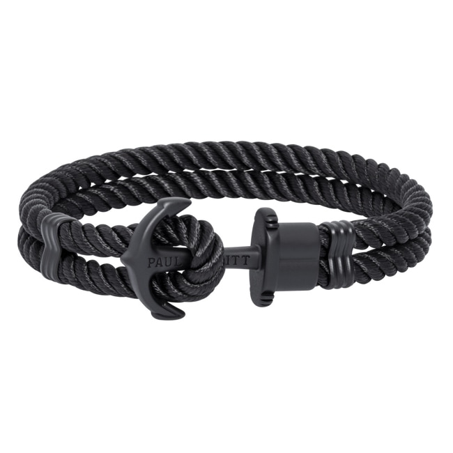 Paul Hewitt Phrep Anchor Bracelet IP Black Marinium Nylon Black - PH-FB-0001