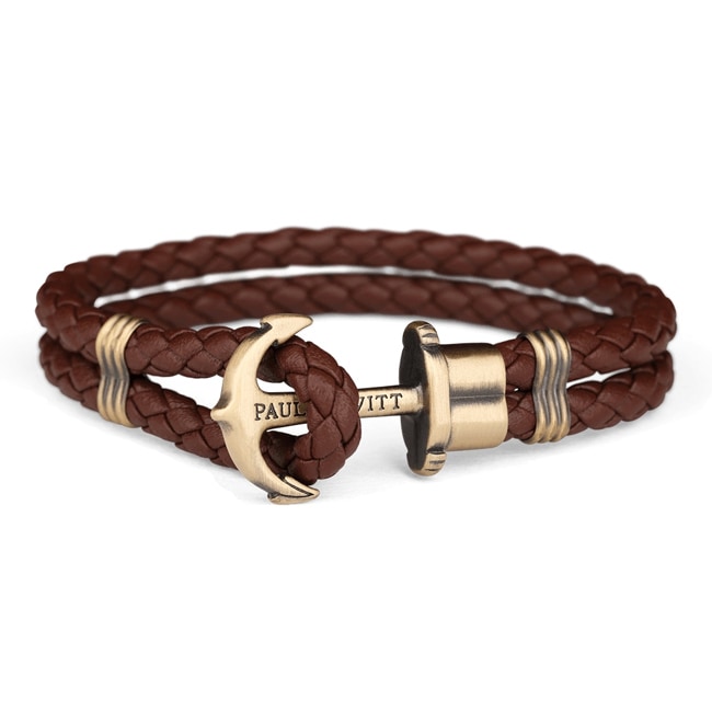 Paul Hewitt Phrep Brass Anchor Bracelet Leather Brown - PH-PH-L-M-Br