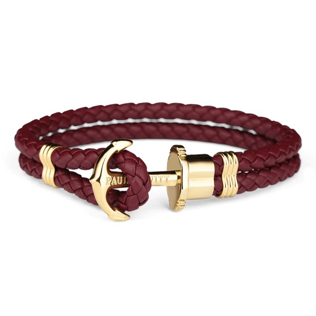 Paul Hewitt Phrep IP Gold Anchor Bracelet Leather Dark Berry Paul Hewitt Phrep IP Gold Anchor Bracelet Leather Dark Berry - PH-PH-L-G-Db