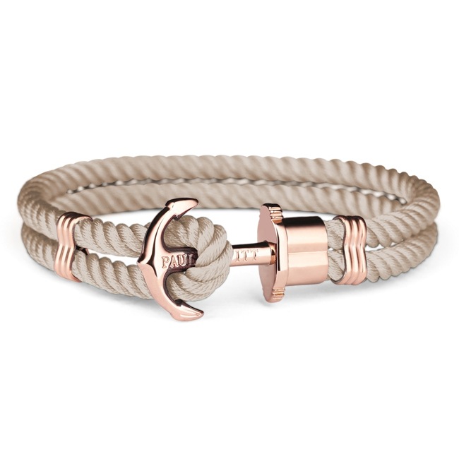 Paul Hewitt Phrep IP Or Rosé Ancre Bracelet Nylon Hazelnut - PH-PH-N-R-H
