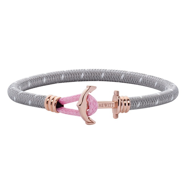Paul Hewitt Phrep Lite Ankerarmband Roségold Nylon Grau Weiss Rosa - PPH002243