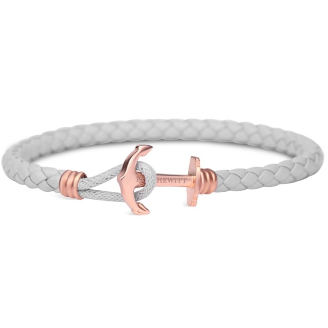 Paul Hewitt Phrep Lite IP Rose Anchor Bracelet Leather Grey - PH-PHL-L-R-GR