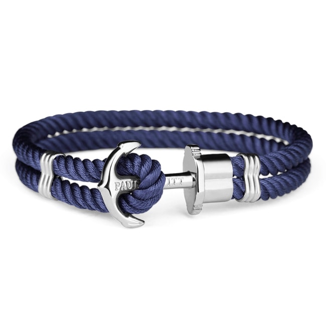 Paul Hewitt Phrep Silver Anchor Bracelet Nylon Navy Blue - PH-PH-N-S-N