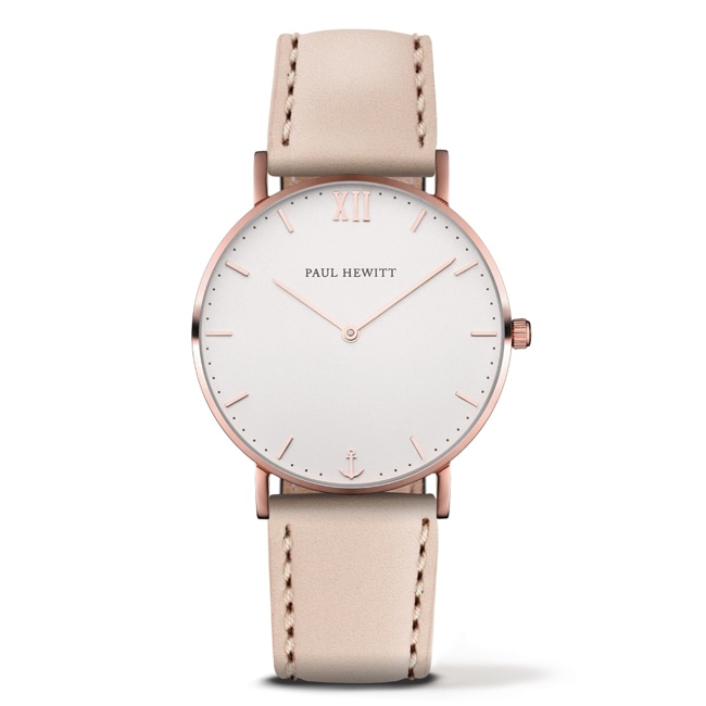 Paul Hewitt Sailor Line White Sand IP Rose Leather Hazelnut Ø 36 - PH-SA-R-Sm-W-22