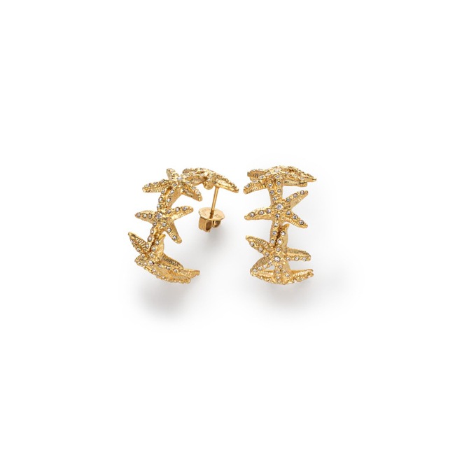 Paul Hewitt Sea Star Hoop Earrings Ocean Steel Gold - PH-JE-1090
