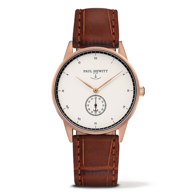 Paul Hewitt Signature Line White Ocean IP Rose Leather Croco Dark Brown Ø 38 - PH-M1-R-W-14