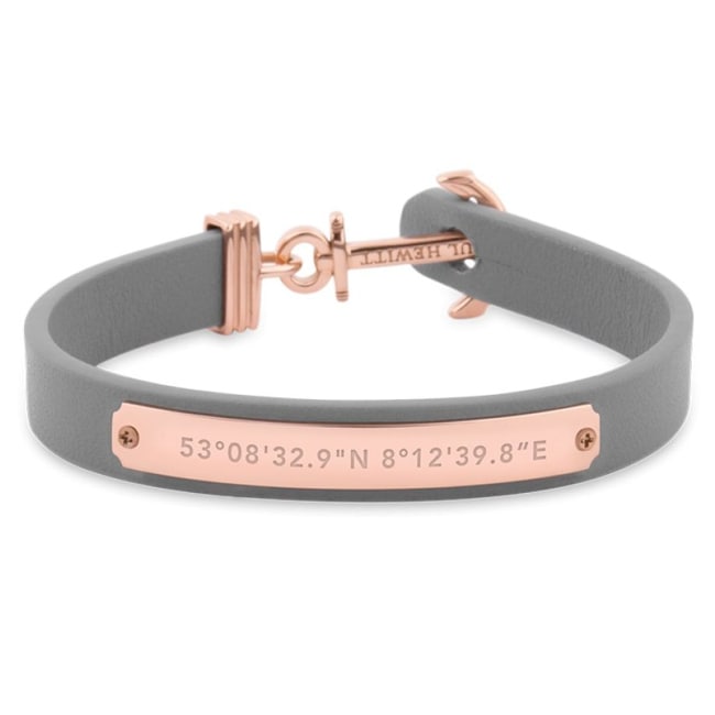 Paul Hewitt Signum IP Rose Anchor Bracelet Leather Grey - PH-FSC-R-GR