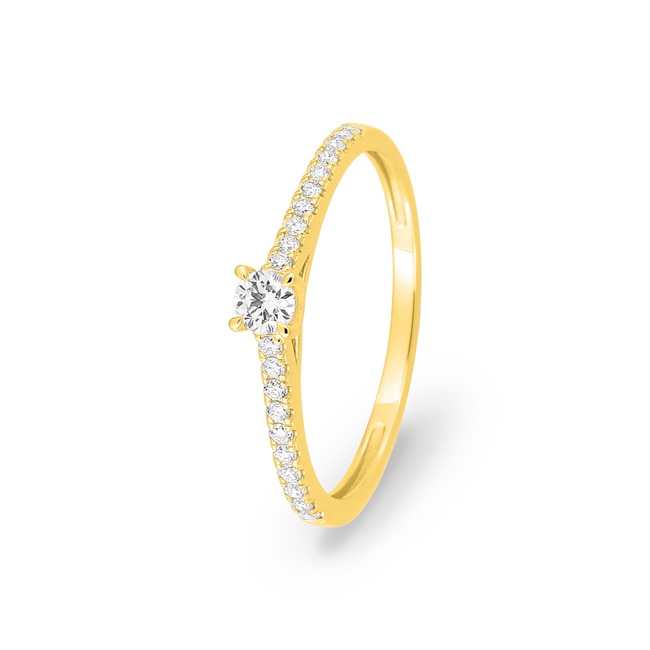 Bague solitaire pavé or jaune 375/9 ct avec diamants de laboratoire 0.22 ct - 9KLGD071Y