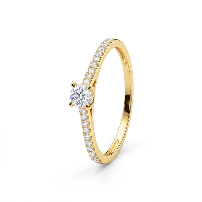 Bague solitaire pavé or jaune 375/9 ct avec diamants de laboratoire 0.27 ct - 9KLGD072Y