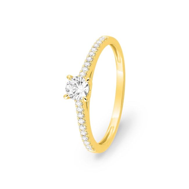 Bague solitaire pavé or jaune 375/9 ct avec diamants de laboratoire 0.32 ct - 9KLGD073Y
